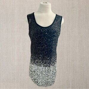 Belldini Sleeves Ombré Black and Silver Sequin Women's Dress/Long Top